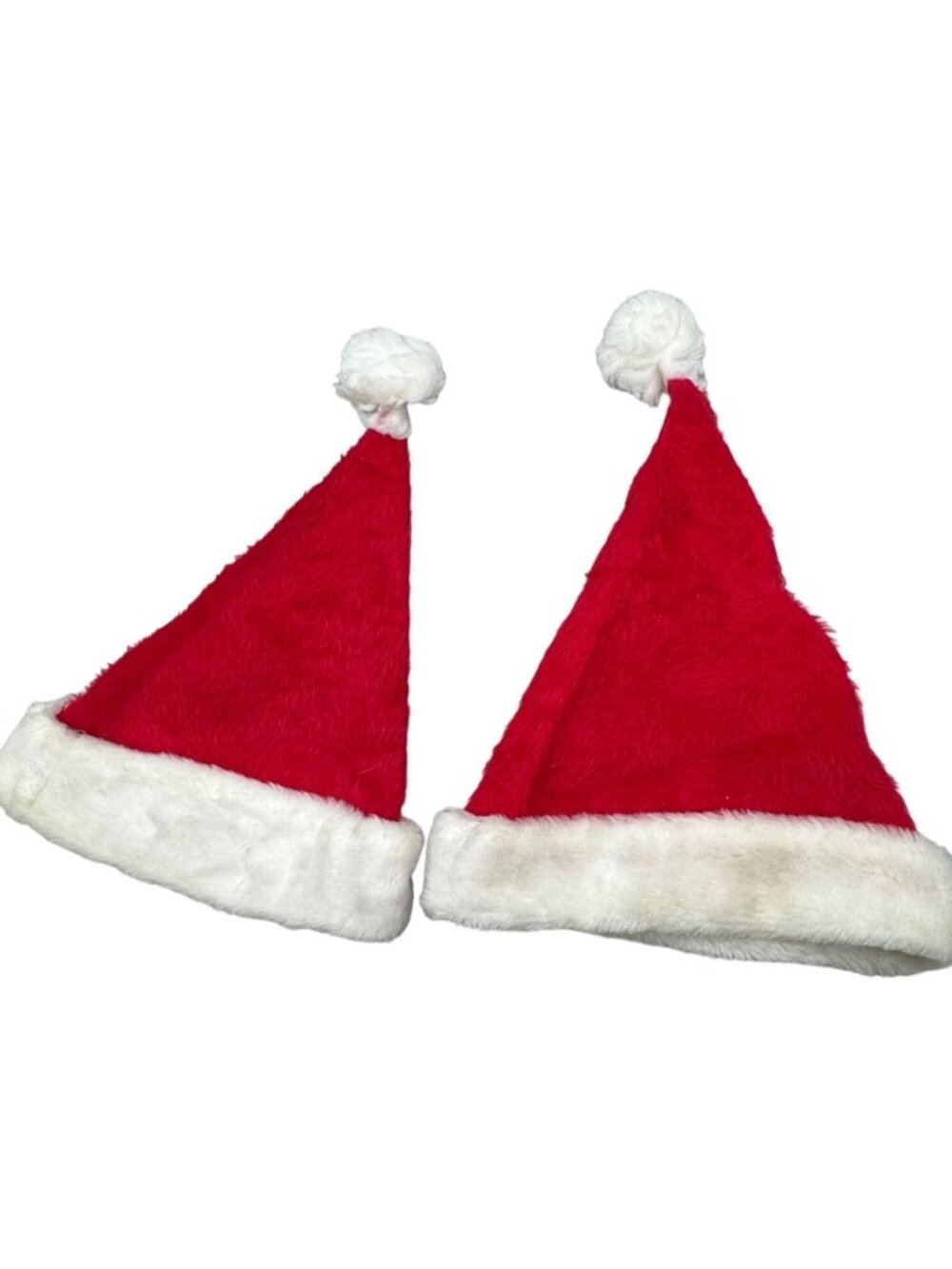 set of 2 Santa Clause Hat Christmas red white one size adult soft READ